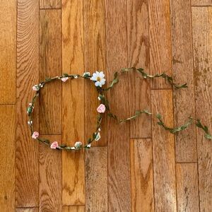 pink white green floral flower crown